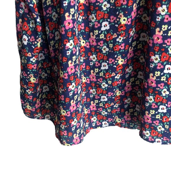Cynthia Rowley Women's Blouse Plus 3X Floral Ditsy Pleated Short Sleeve Chiffon - Picture 7 of 9